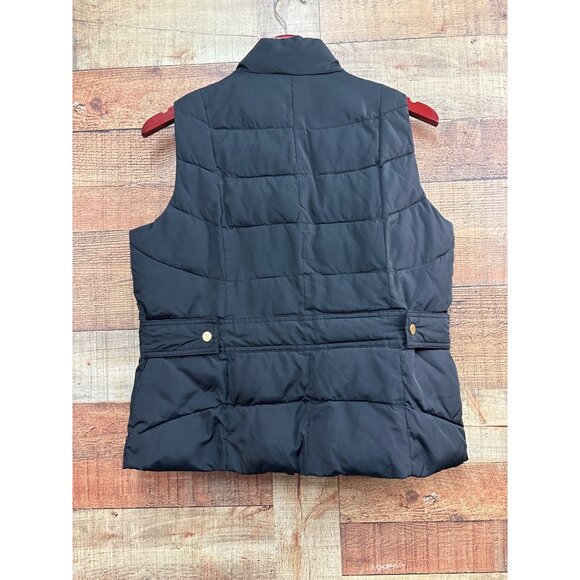 Crown & Ivy Petite Quilted Puffer Vest Black Gold Button Closure PL - Picture 7 of 7